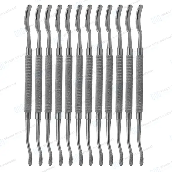12 Dental Bone File #10 Double Ended 7″ Curved Up & Straight - dental instruments manufactured by Waqar International, Sialkot - view 2