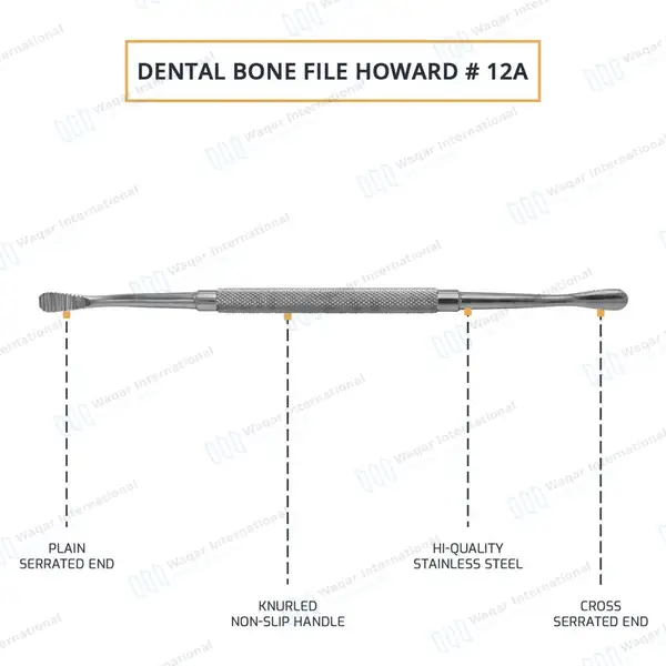 12 Pcs Bone File Set #12A Double Ended - dental instruments manufactured by Waqar International, Sialkot - view 4