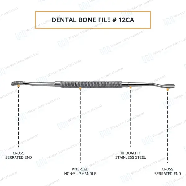 12 Pcs Dental Bone File #12CA Double Ended - dental instruments manufactured by Waqar International, Sialkot - view 4