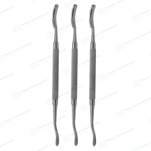 3 Dental Bone File #10 Double Ended 7″ Curved Up & Straight - dental instruments manufactured by Waqar International, Sialkot - view 2