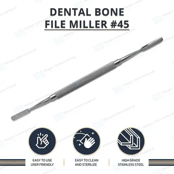 3 Pcs Miller Bone File #45 Double Ended - dental instruments manufactured by Waqar International, Sialkot - view 8