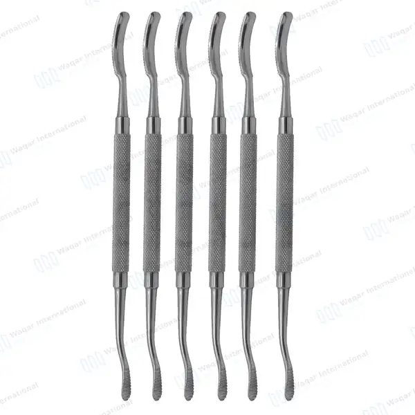 6 Dental Bone File #10 Double Ended 7″ Curved Up & Straight - dental instruments manufactured by Waqar International, Sialkot - view 2