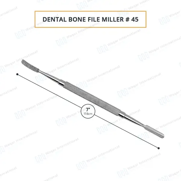 6 Pcs Miller Bone File #45 Double Ended - dental instruments manufactured by Waqar International, Sialkot - view 3