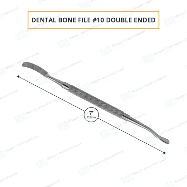 Dental Bone File #10 Double Ended 7″ Curved Up & Straight - dental instruments manufactured by Waqar International, Sialkot - view 3