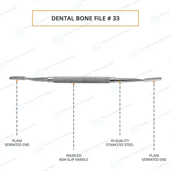 Dental Bone File #33 Double Ended - dental instruments manufactured by Waqar International, Sialkot - view 4