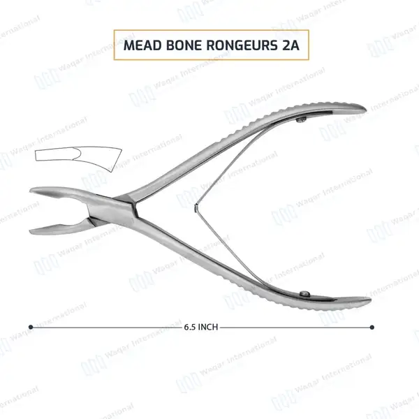 Mead Bone Rongeurs 2A 6.5″ (16.5cm) Square Tips - surgical instruments manufactured by Waqar International, Sialkot - view 3