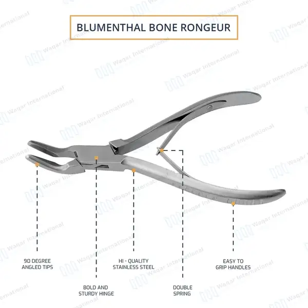3 Dental Bone Rongeur Blumenthal 90 Degree 6″ - dental instruments manufactured by Waqar International, Sialkot - view 4