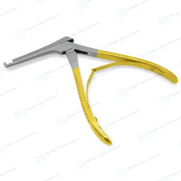 Kerrison Rongeur 3″ Shaft Size #2 5mm Bite 90 Degree Up Gold Handle - surgical instruments manufactured by Waqar International, Sialkot - view 2