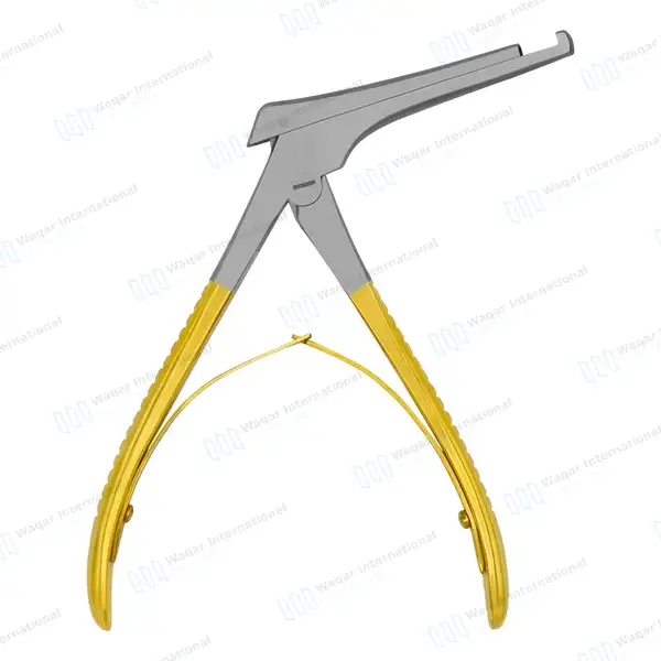 Kerrison Rongeur 3″ Shaft Size #2 5mm Bite 90 Degree Up Gold Handle - surgical instruments manufactured by Waqar International, Sialkot - view 7
