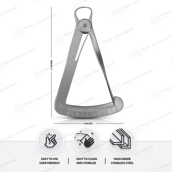 12 Crown Gauge Iwanson Spring Caliper 4″ for Metal Improved Model - dental instruments manufactured by Waqar International, Sialkot - view 3