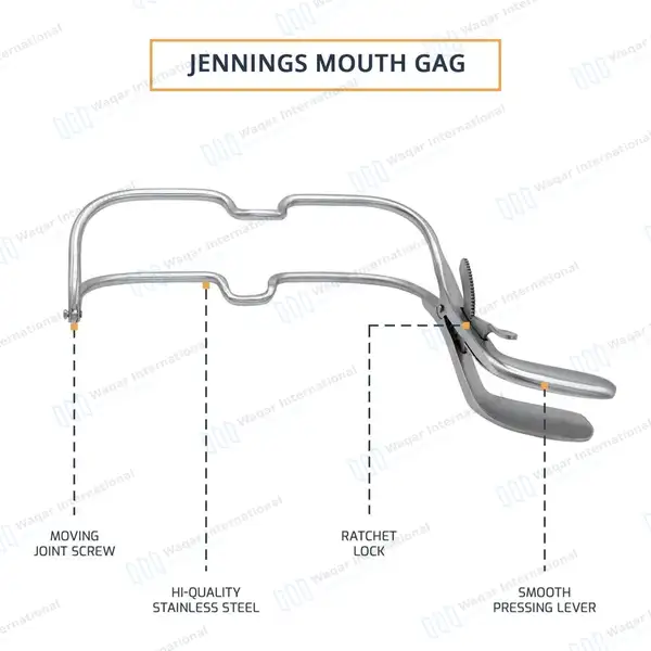 Jennings Dental Mouth Gag 13cm – Medium - surgical instruments manufactured by Waqar International, Sialkot - view 3