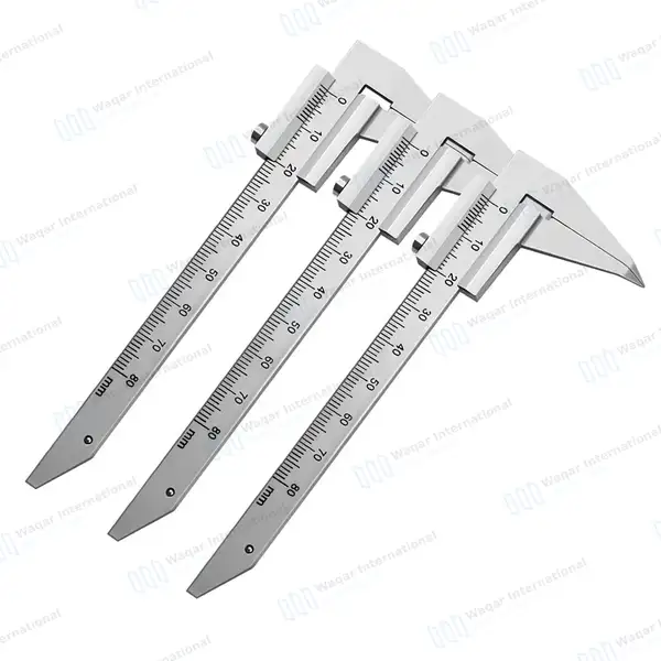 3 Beerendonk Caliper 0-80mm Measuring Curved Pointed Tips - dental instruments manufactured by Waqar International, Sialkot - view 2