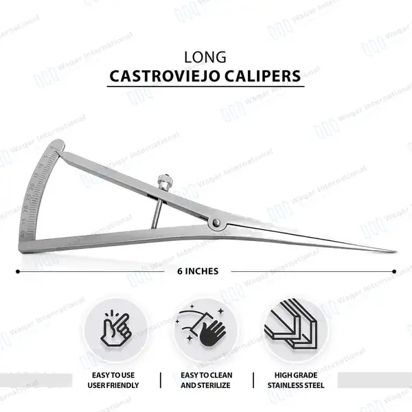 Castroviejo Caliper Long 0-40mm Straight 6″ - dental instruments manufactured by Waqar International, Sialkot - view 3