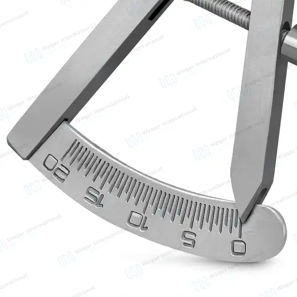 Castroviejo Caliper 3.5″ (8.89cm) Angled Graduated 0-20mm - dental instruments manufactured by Waqar International, Sialkot - view 5