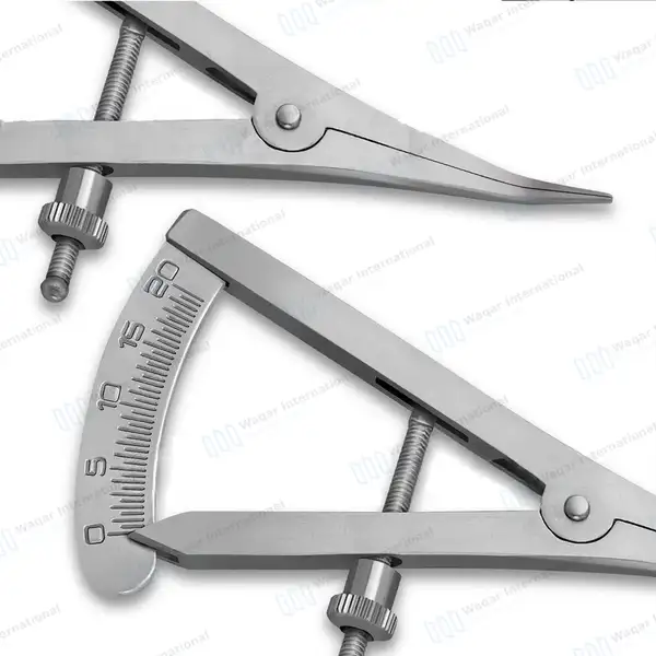 Castroviejo Caliper 3.5″ (8.89cm) Angled Graduated 0-20mm - dental instruments manufactured by Waqar International, Sialkot - view 7
