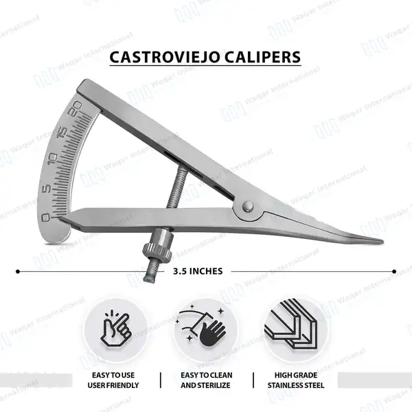 Castroviejo Caliper 3.5″ Angled Graduated 0-20mm - surgical instruments manufactured by Waqar International, Sialkot - view 2