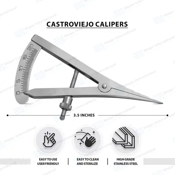 Castroviejo Caliper 3.5″ Straight 0-20mm - surgical instruments manufactured by Waqar International, Sialkot - view 3