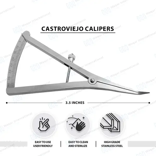 Castroviejo Caliper 3.5″ Graduated 0-40mm Angled - dental instruments manufactured by Waqar International, Sialkot - view 3