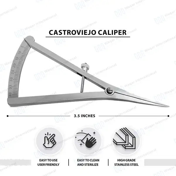 Castroviejo Caliper 3.5″ Graduated 0-40mm Straight - dental instruments manufactured by Waqar International, Sialkot - view 3