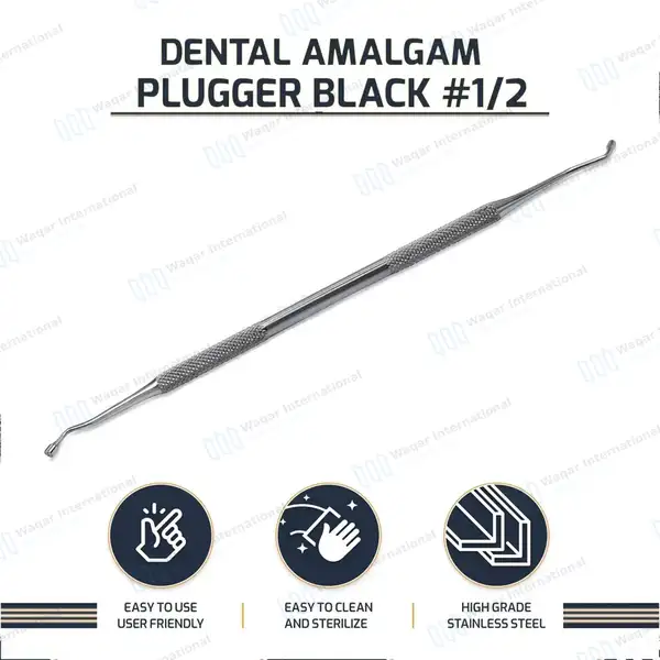 Amalgam Plugger Black #1/2 Double Ended Serrated - surgical instruments manufactured by Waqar International, Sialkot - view 8