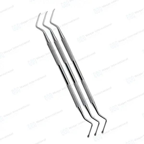 3 Pcs Lucas Bone Curette #85 Double Ended  2.7mm Smooth Spoon Tips - surgical instruments manufactured by Waqar International, Sialkot - view 2