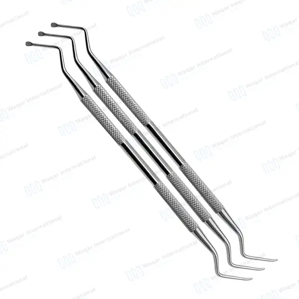 3 Pcs Lucas Bone Curette #86 Double Ended 3mm Smooth Spoon Tips - surgical instruments manufactured by Waqar International, Sialkot - view 2