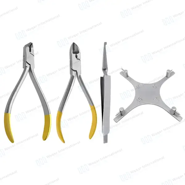 Ortho Kit of 4 Hard Wire Cutter Distal End Cutter Bracket Holding Tweezers Gauge - surgical instruments manufactured by Waqar International, Sialkot - view 2