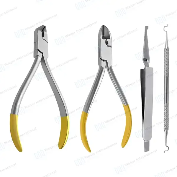Orthodontic Basic Kit of 4 Distal End Hard Wire Cutter Bracket Holding Tweezers - surgical instruments manufactured by Waqar International, Sialkot - view 2