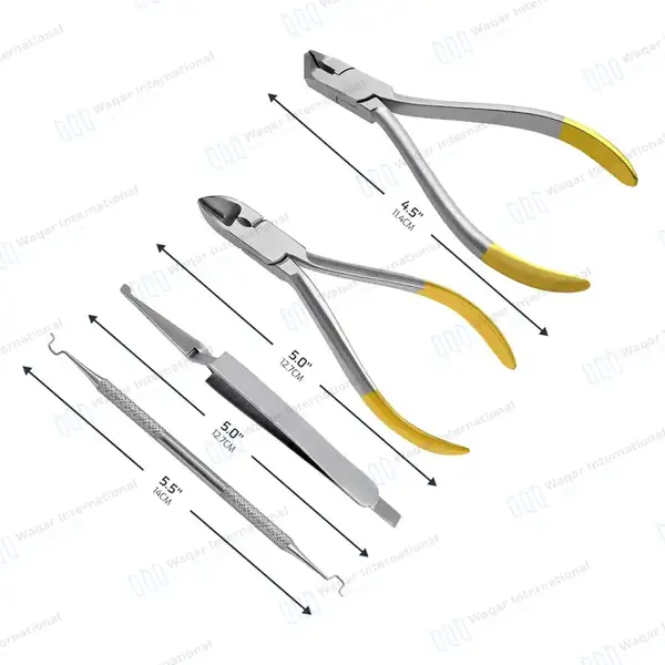 Orthodontic Basic Kit of 4 Distal End Hard Wire Cutter Bracket Holding Tweezers - surgical instruments manufactured by Waqar International, Sialkot - view 3