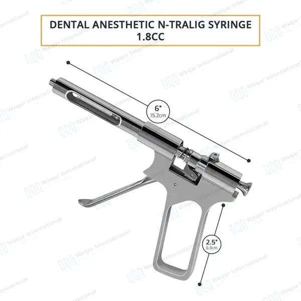 Dental Anesthetic N-Tralig Intraligament Syringe 1.8cc Gun Style - surgical instruments manufactured by Waqar International, Sialkot - view 3