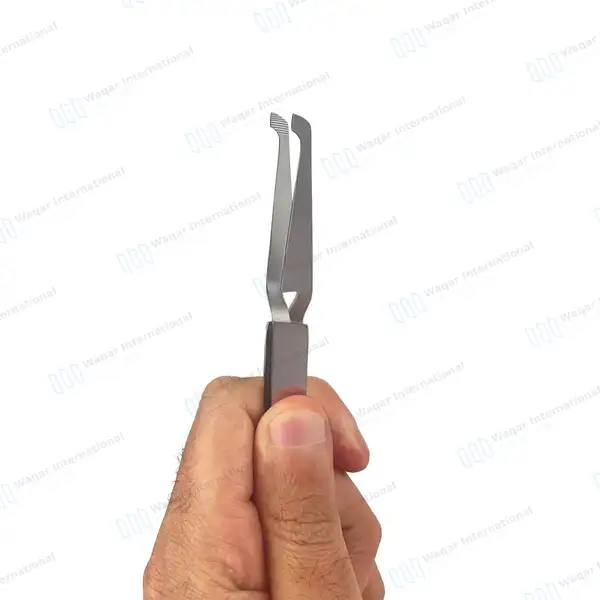Bracket Placement Tweezer 5″ Wide Serrated Tips Orthodontics Surgical - surgical instruments manufactured by Waqar International, Sialkot - view 4