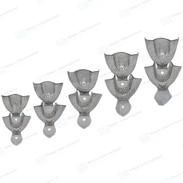 10 Metal Dental Impression Trays Perforated Upper & Lower  XS, S, M, L & XL - surgical instruments manufactured by Waqar International, Sialkot - view 2
