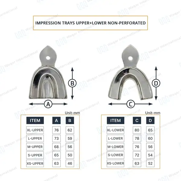 8 Impression Trays Solid Perforated Dental Instruments - surgical instruments manufactured by Waqar International, Sialkot - view 4