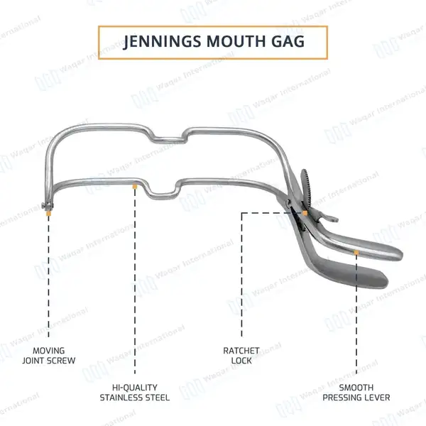 12 Pcs Jennings Mouth Gag 6.5″ Surgical Dental Anesthesia Instrument - surgical instruments manufactured by Waqar International, Sialkot - view 4