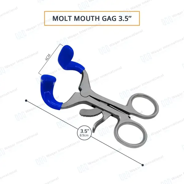 12 Molt Mouth Gag Blue 3.5″ Dental Surgical - surgical instruments manufactured by Waqar International, Sialkot - view 3