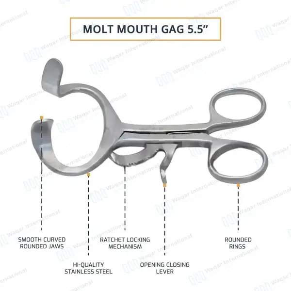 3 Molt Mouth Gag Anesthesia 5.5″ - surgical instruments manufactured by Waqar International, Sialkot - view 4