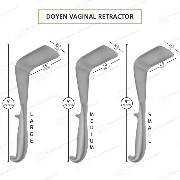 3 Pcs Doyen Vaginal Retractor Set 9″ (22.9cm) Small, Medium & Large - surgical instruments manufactured by Waqar International, Sialkot - view 3