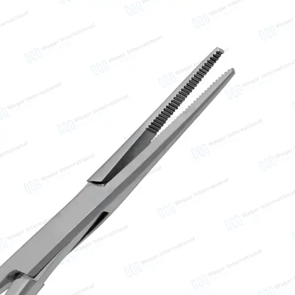 2 Kelly Hemostatic Forceps 5.5″ Straight+Curved Blue PVC Handle - surgical instruments manufactured by Waqar International, Sialkot - view 2