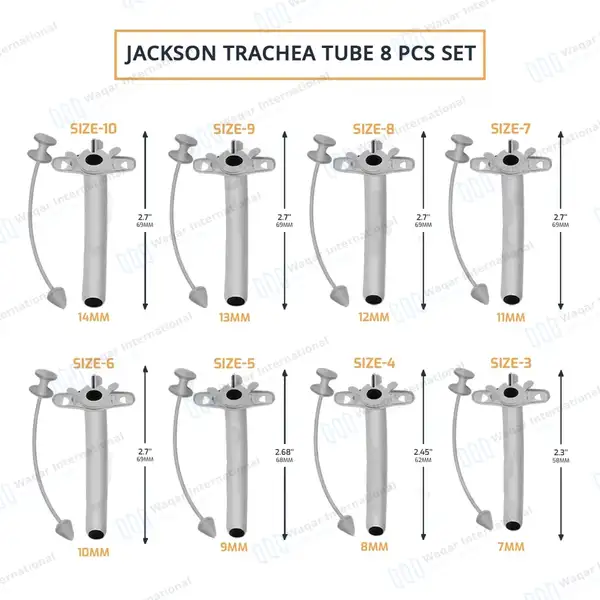 8 Pcs Jackson Trachea Tubes Set Size #3 – #10 - surgical instruments manufactured by Waqar International, Sialkot - view 3