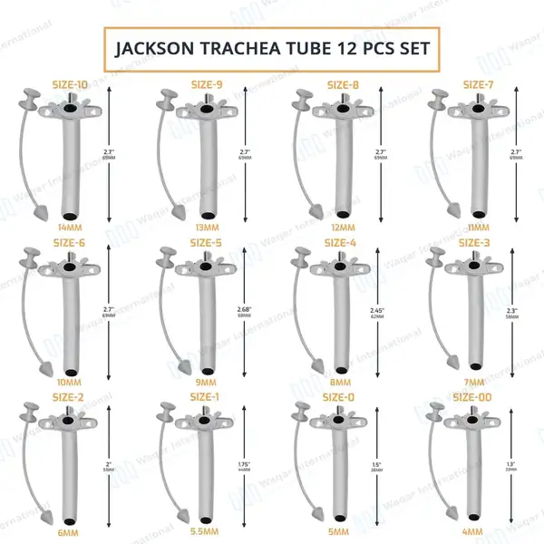 12 Pcs Jackson Trachea Tubes Set Size #00 – #10 - surgical instruments manufactured by Waqar International, Sialkot - view 3