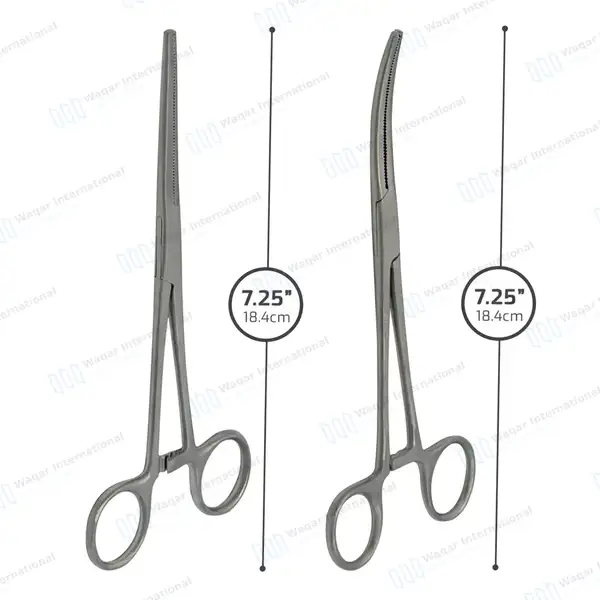 2 Pean Hemostat Forceps Set 7.25″ Straight & Curved Fishing Clamps - surgical instruments manufactured by Waqar International, Sialkot - view 3