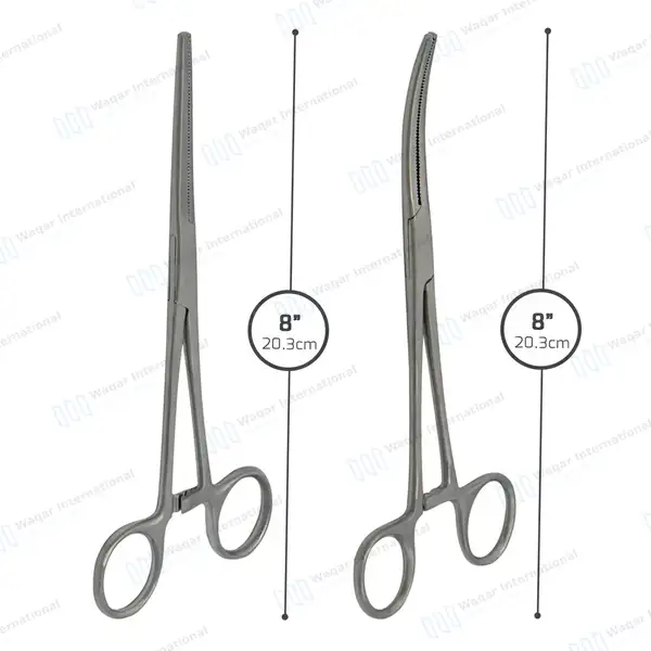 2 Pean Hemostat Forceps Set 8″ Straight & Curved Fishing Clamps - surgical instruments manufactured by Waqar International, Sialkot - view 3