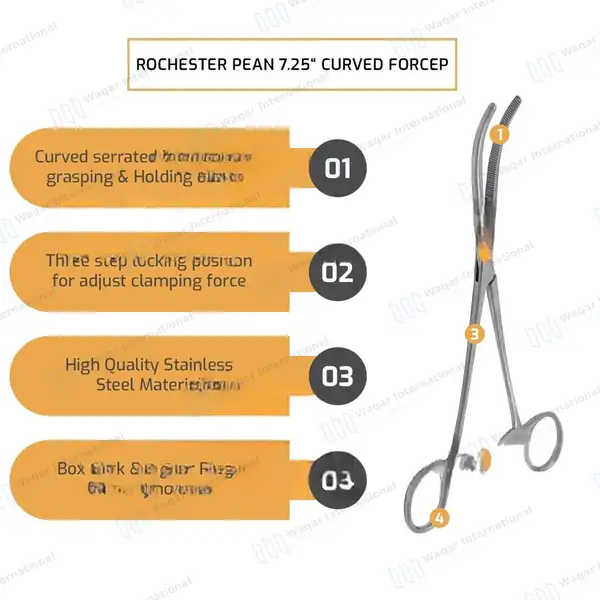 2 Pean Hemostat Forceps Set 8″ Straight & Curved Fishing Clamps - surgical instruments manufactured by Waqar International, Sialkot - view 5