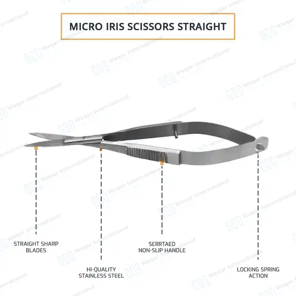 3 Pcs Micro Iris Scissors Set 4.5″ Sharp Straight+Curved+Angled - surgical instruments manufactured by Waqar International, Sialkot - view 4