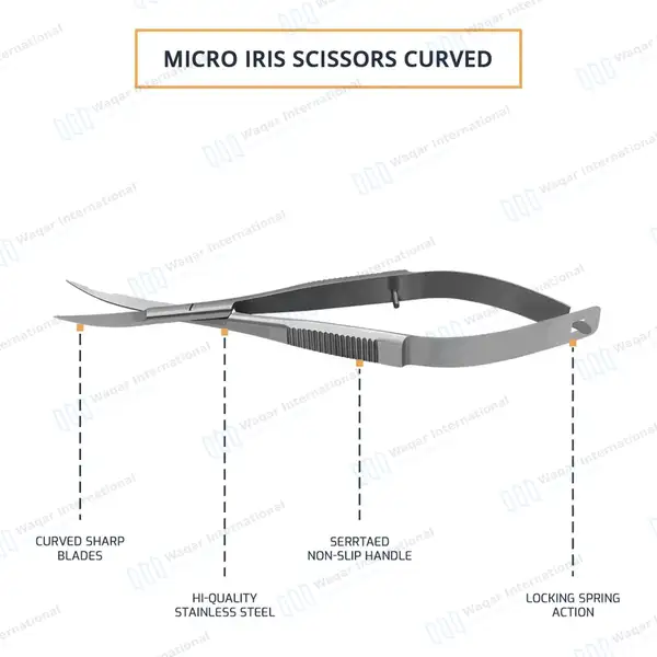3 Pcs Micro Iris Scissors Set 4.5″ Sharp Straight+Curved+Angled - surgical instruments manufactured by Waqar International, Sialkot - view 5