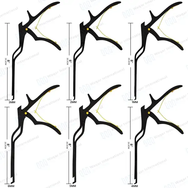6 Bayonet Kerrison Rongeurs 8″ (20.3cm) Black 45° Up 1mm-6mm Bite - surgical instruments manufactured by Waqar International, Sialkot - view 3
