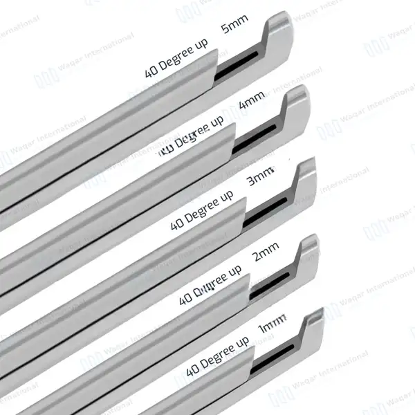 5 Pcs Kerrison Rongeurs Set 7″ Shaft 40 Degree Up 1-5mm Bite Gold Handle - surgical instruments manufactured by Waqar International, Sialkot - view 4