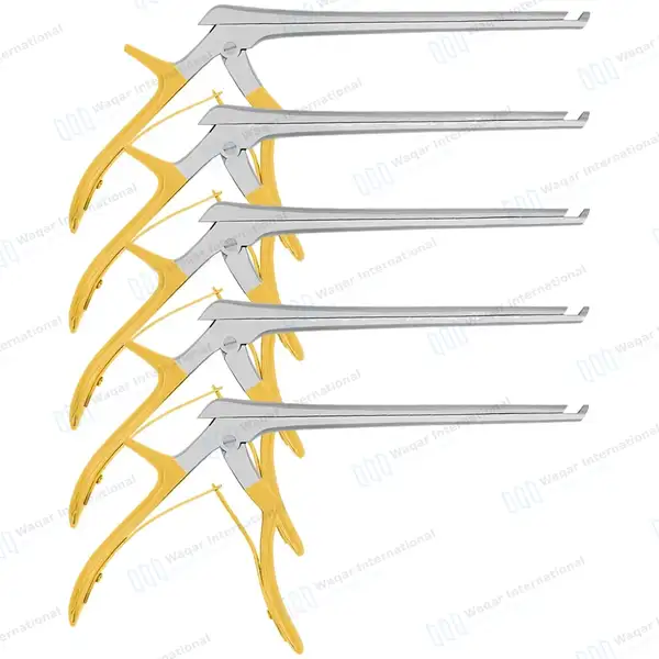 5 Pcs Kerrison Rongeurs Set 7″ Shaft 40 Degree Up 1-5mm Bite Gold Handle - surgical instruments manufactured by Waqar International, Sialkot - view 7