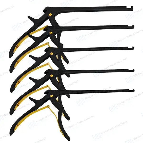 5 Pcs Kerrison Rongeurs Black Set 7″ Shaft 90° Up 1mm-5mm Bite - surgical instruments manufactured by Waqar International, Sialkot - view 2