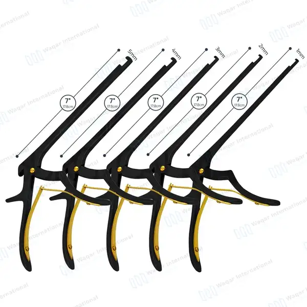 5 Pcs Kerrison Rongeurs Black Set 7″ Shaft 90° Up 1mm-5mm Bite - surgical instruments manufactured by Waqar International, Sialkot - view 3